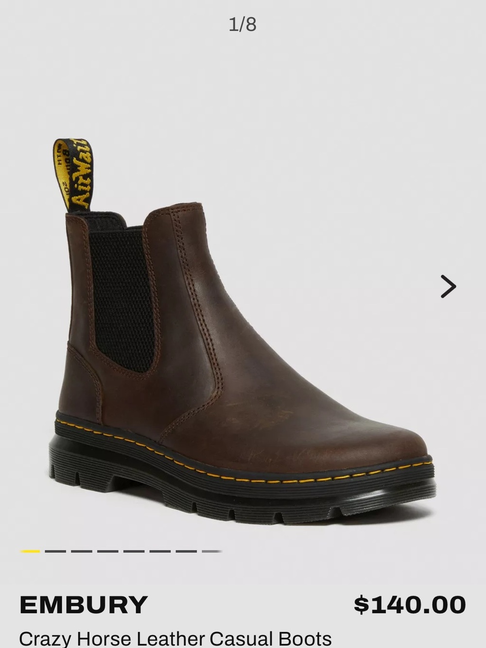 Dr. Martens Embury Crazy Horse Leather Chelsea Boots - Picture 7 of 9